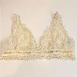 Dress Forum Deep V Lace Bralette Ivory Small